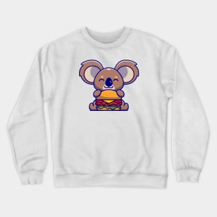 Cute Koala Eating Burger Cartoon Crewneck Sweatshirt